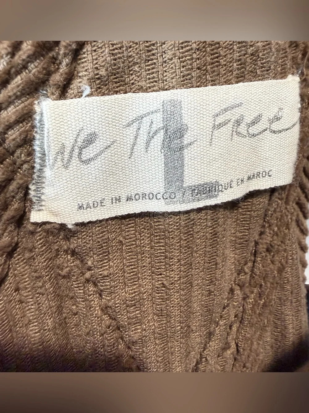 We the Free Free People Brown Corduroy Bib Overall Size L Baggy Loose Casual - Picture 7 of 10